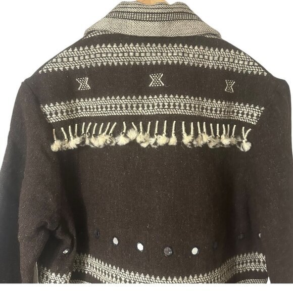 Alix of Bohemia Embroidered Handwoven Brown Blanket Jacket Small Western Boho - Picture 11 of 16